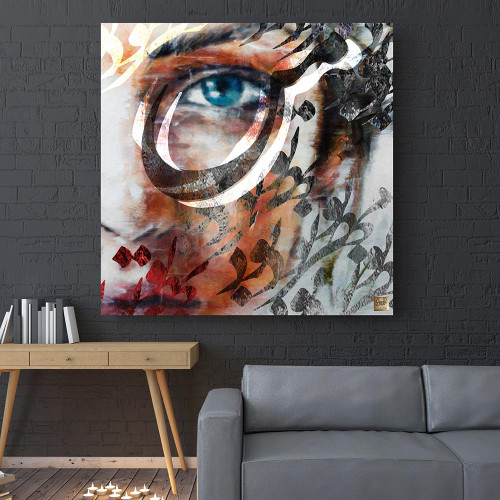 تابلو مدرن چشمان نگار من، آن باغ و بهار من با شعر مولانا اثر گالری چارگوش مدل 2774