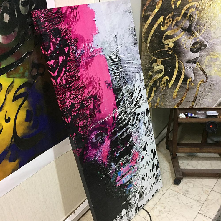 A painting of a face amidst paint and pen, on the threshold of love and eternity; a portrait of the perishing in the beloved.