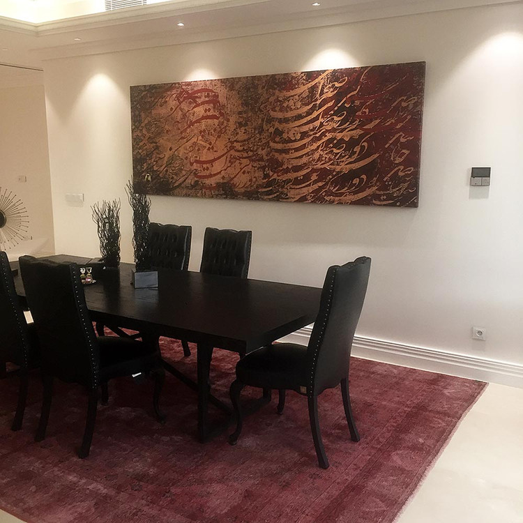 نقاشی خط روی بوم حاصل دور زندگی با شعر رهی معیری مدل 7537