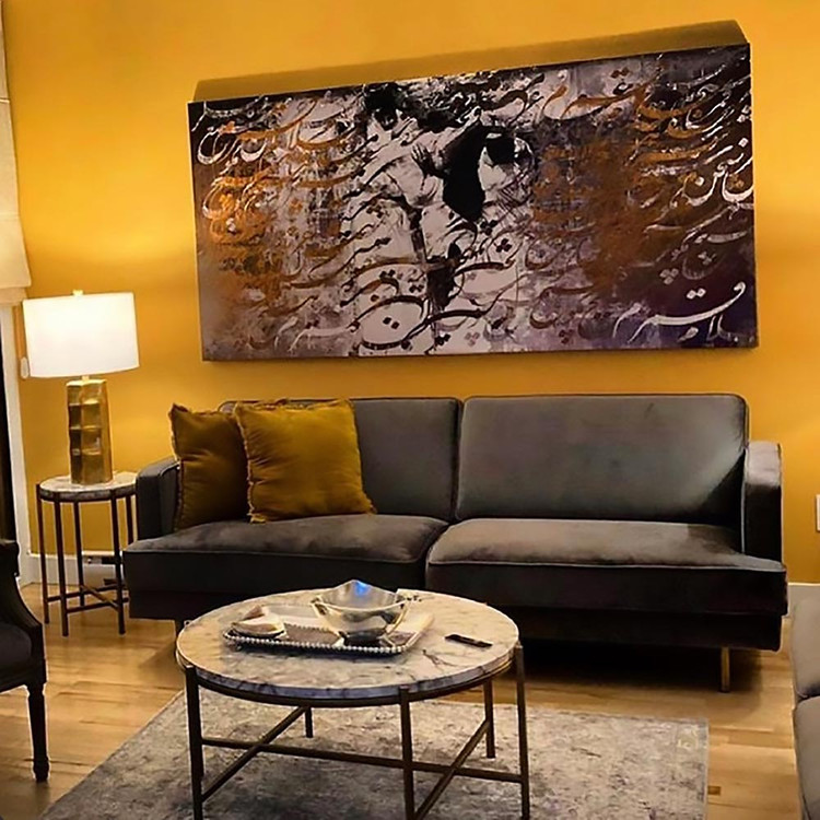 تابلو بوم نقاشیخط هنری مدرن ایرانی گالری چارگوش مدل