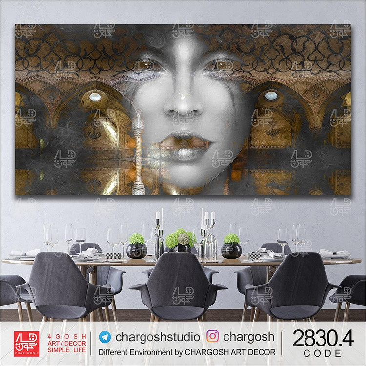 تابلو بوم نقاشیخط هنری مدرن ایرانی گالری چارگوش مدل 2830