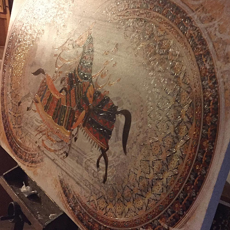 تابلو دو اسب عاشق در آغوش هم با شعر حافظ از گالری چارگوش