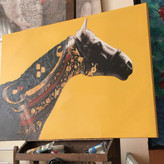 تابلو اسب ایرانی با شعر حافظ ای دل مباش یکدم خالی ز عشق و مستی اثر گالری چارگوش