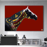 تابلو اسب ایرانی با شعر حافظ ای دل مباش یکدم خالی ز عشق و مستی قرمز