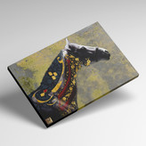 Persian horse painting with Hafez's poem "O heart, do not be empty of love and intoxication" by Chargoosh Gallery