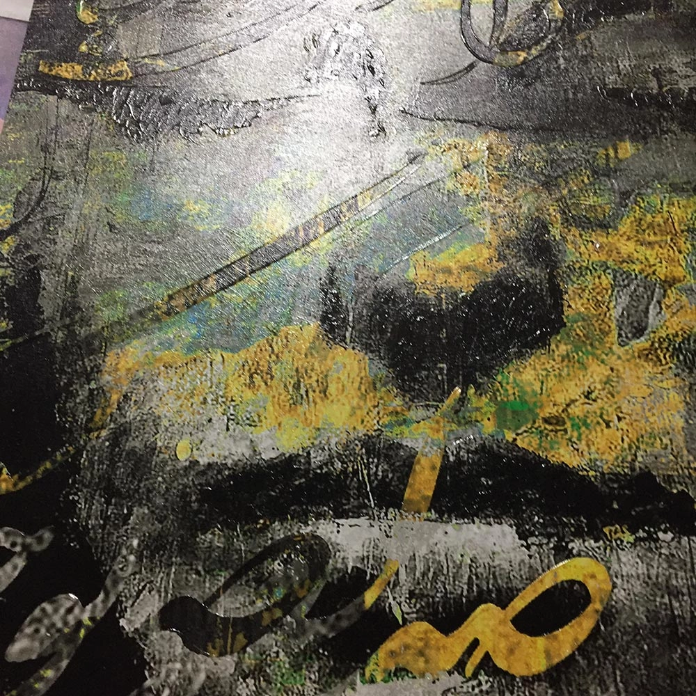 A painting of a woman's face with closed eyes and a poem by Sohrab Sepehri, "Call me, your voice is good.