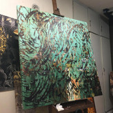 Calligraphy painting of Khaghani's poem "In Our Breasts, the Dream of Power" is a painting of contradiction and manifestation in the Garden of Fantasy from Chargoosh Gallery, model 7327.1