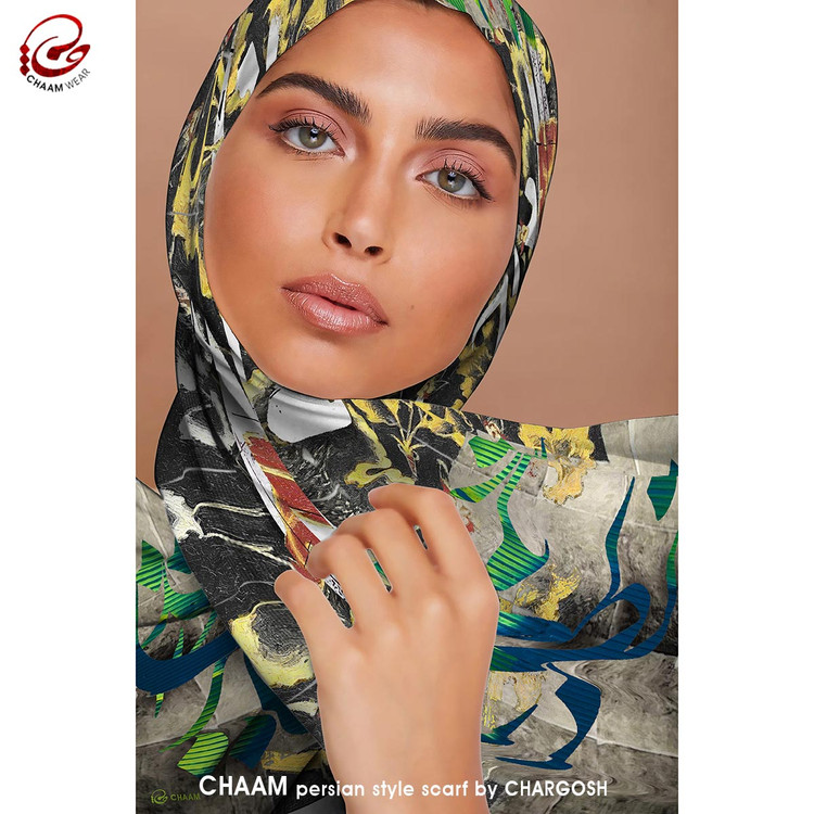 شال مدرن و هنری ایرانی چام با شعر در نظربازیِ ما بیخبران حیرانند از گالری چارگوش 1137