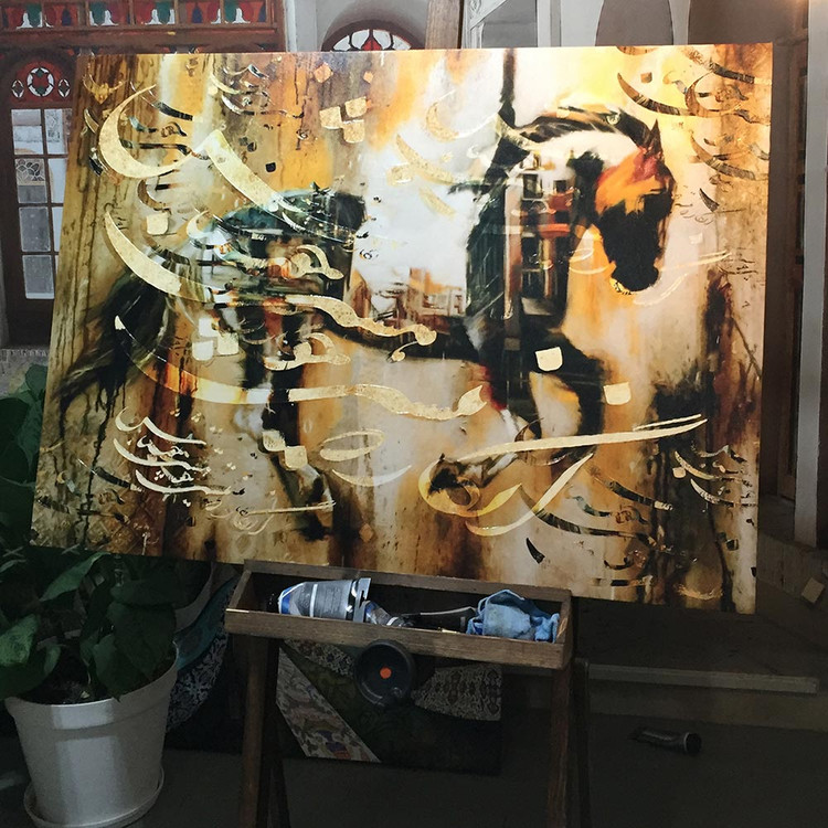 اسبی در وادی خیال خیام تابلویی از لذت هستی در گذر نیستی از گالری چارگوش مدل 2560