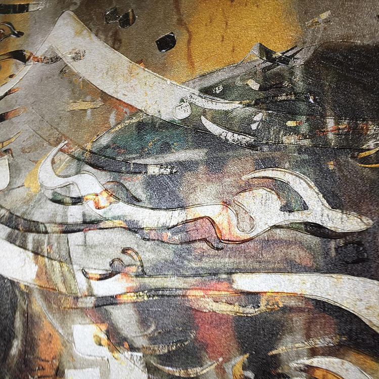 Painting of a Horse in the Valley of Khayyam's Dreams, a painting of the joy of existence in the passage of nothingness, from Chargoosh Gallery, model 2560