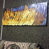 Iranian calligraphy painting of the flowing river in the Garden of Paradise from Chargoosh Gallery, model 2644