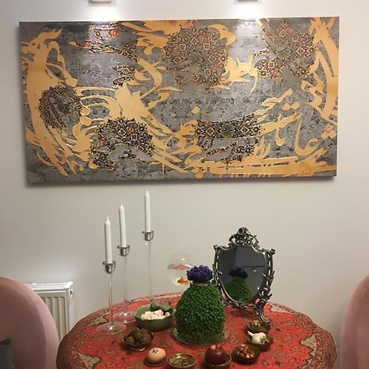 تابلوی نقاشی خط مدرن سعدی بگذار تا بگرییم چون ابر در بهاران