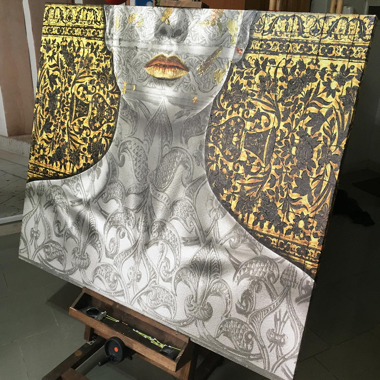 تابلو پیکرهای در قاب طلایی با شعر مولانا هر کسی از ظن خود شد یار من از گالری چارگوش