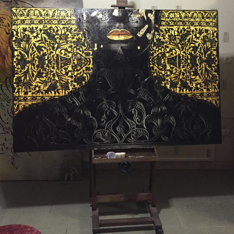 تابلو بوم نقاشیخط هنری مدرن ایرانی با شعر هر کسی از ظن خود شد یار من از گالری چارگوش مدل 5540