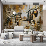 کاغذ دیواری پوستری نقاشیخط سنتی و ایرانی مدرن طرح اسب با شعر چو هستی خوش باش از گالری چارگوش مدل 2560