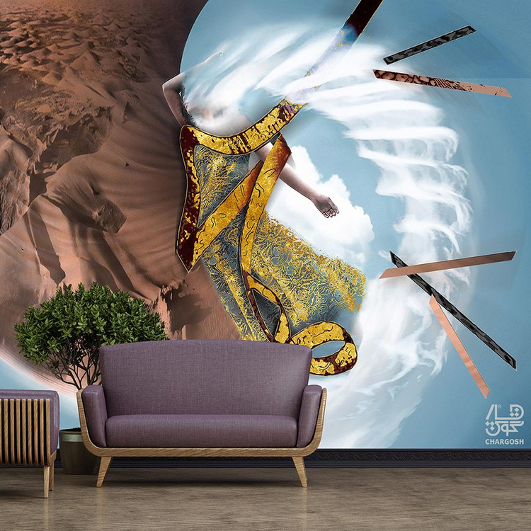 کاغذ دیواری پوستری نقاشیخط سنتی و ایرانی مدرن گالری چارگوش مدل 2977