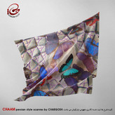 روسری نقاشیخط هنری ایرانی چام با طرح پروانگی رویایی از گالری چارگوش 2277