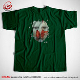 تیشرت یقه گرد سبز تیره طرح پروانگی برند چام از گالری چارگوش 2906