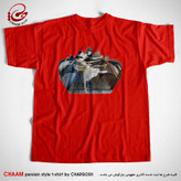 تیشرت هنری قرمز با شعر چو هستی خوش باش برند چام از گالری چارگوش 4528
