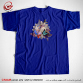 تیشرت آبی نفتی یقه گرد با طرح پروانه ها برند چام از گالری چارگوش 2949