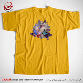 تیشرت زرد خردلی یقه گرد با طرح پروانه ها برند چام از گالری چارگوش 2949