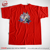 تیشرت قرمز یقه گرد با طرح پروانه ها برند چام از گالری چارگوش 2949