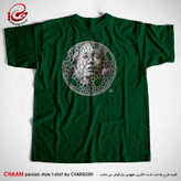 تیشرت سبز طرح هنری و اختصاصی چهره درون دایره برند چام از گالری چارگوش 2582