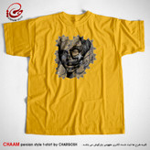 تیشرت زرد خردلی هنری با شعر در سنگلاخ حیرتم افکنده روزگار برند چام 2743