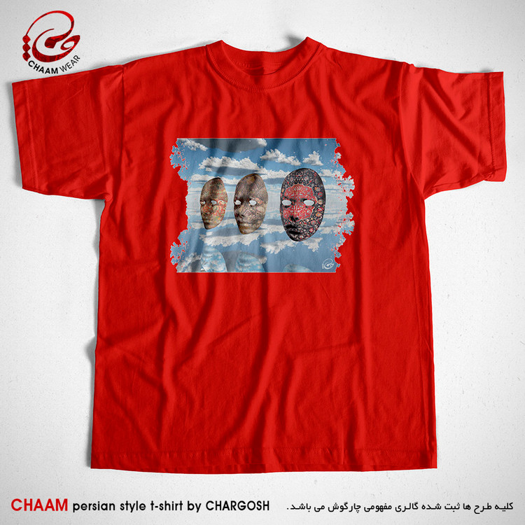 تیشرت قرمز یقه گرد هنری مولانا من نه چنانم که تویی برند چام 2747