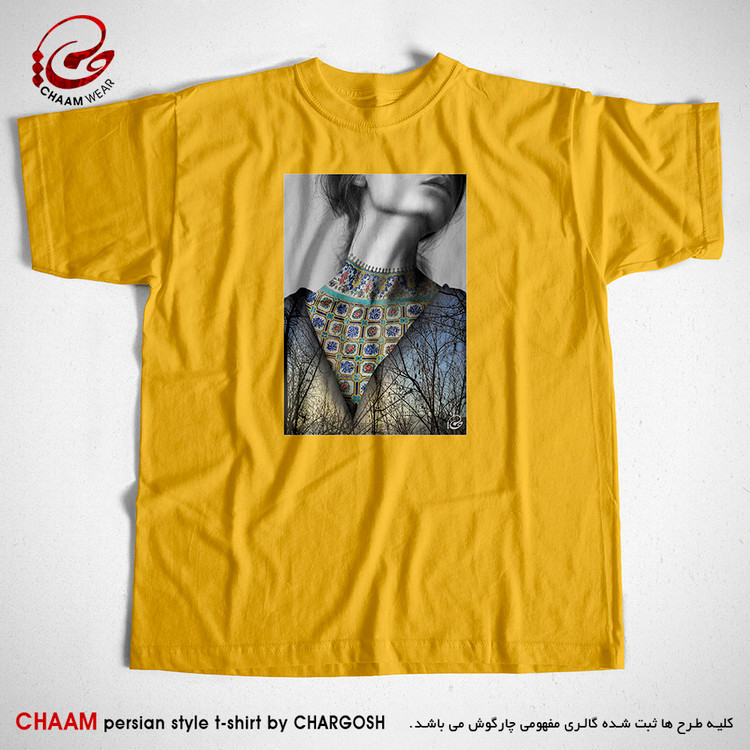 تیشرت طرح هنری بانوی نگارین برند چام از گالری چارگوش 2259