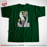 تیشرت هنری سبز تیره طرح گلچهره برند چام از گالری چارگوش 2316
