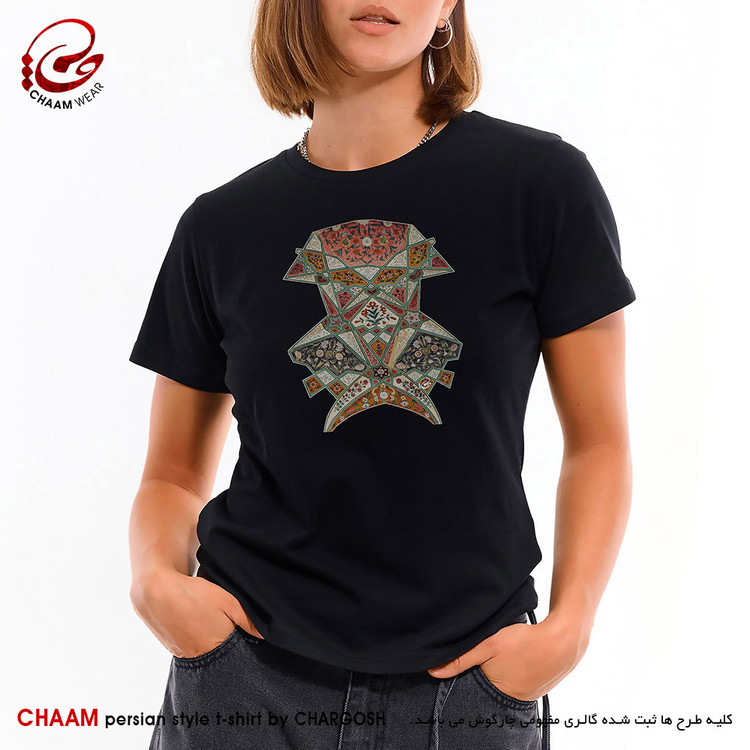 تیشرت زنانه هنری ایرانی با طرح مقرنسی از آسمان برند چام 1106