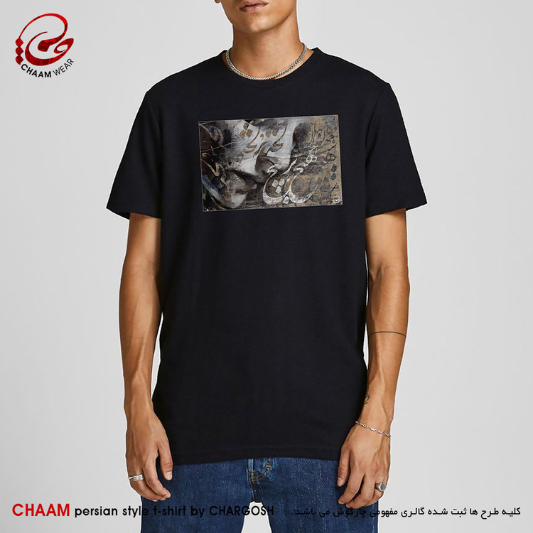 تیشرت مردانه هنری با طرح جهان و کار جهان جمله هیچ بر هیچ است برند چام 2722