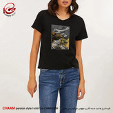 تیشرت زنانه هنری با طرح سمازن و شعر ای هیچ برای هیچ بر هیچ مپیچ برند چام 2943