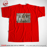 تیشرت قرمز مدرن هنری با شعر حریمِ عشق را درگَه بسی بالاتر از عقل است برند چام 5458 کپی
