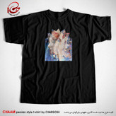 تیشرت مشکی خاص مدرن هنری با طرح چهره بانو ای در مقرنس برند چام 5569