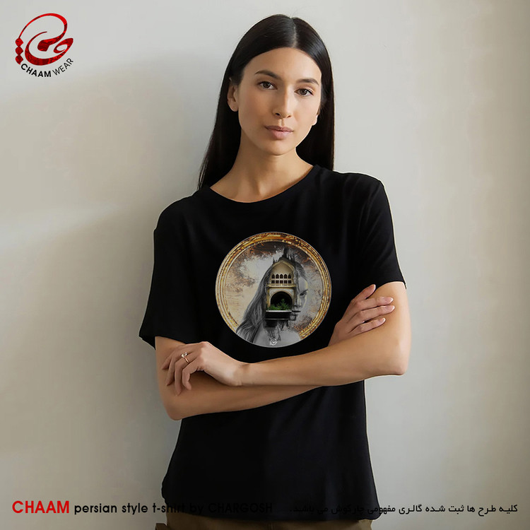 تیشرت خاص زنانه مدرن هنری با طرح در دایره قسمت ما نقطه تسلیمیم برند چام 5581