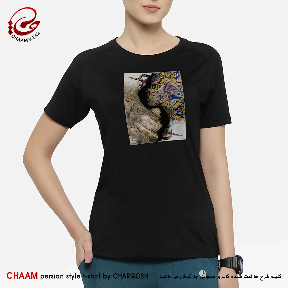 تیشرت زنانه هنری ایرانی با شعر ای یوسف خوش نام ما خوش میروی بر بام ما برند چام 7218