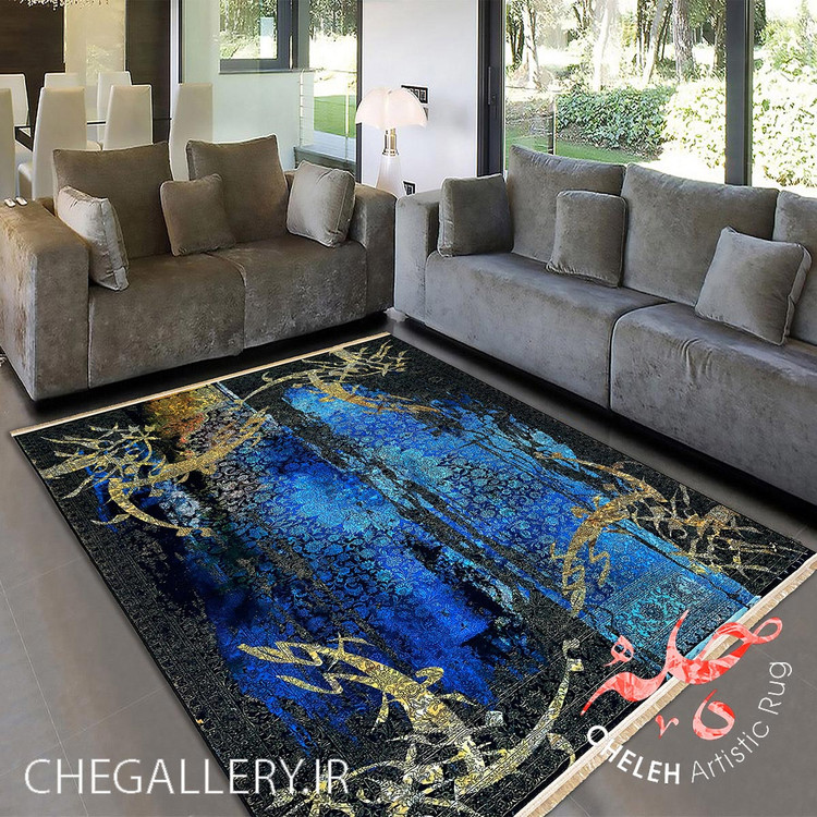 فرش وینتیج مدرن برند چله با طرحی از شعر سعدی عزیزی بیهمتا در جهانی بیکران از گالری چارگوش 244