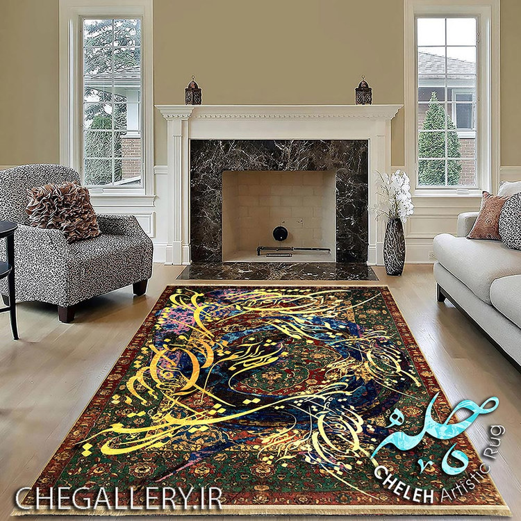 فرش معاصر آنتیک ایرانی با طرح پریشانی در تار و پود با الهام از شعر استاد فاضل نظری از گالری چارگوش 266 از روبرو