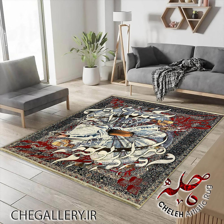 فرش خاص رقص سماع با شعری از مولانا وه وه که به دیدار تو چونم تشنه از گالری چارگوش 288 کنار