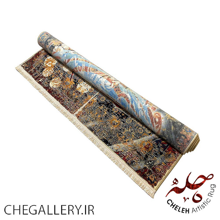فرش چله کاشان آنتیک گرداب با شعر خیام روایتی از هستی، نیستی و جستجوی آرامش 177 رول کنار
