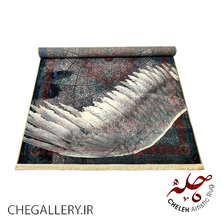 قالی آنتیک چله با طرح بالهای گستریده بر فرش و الهام از شعر مولانا: صعود از فرش به عرش گالری چارگوش 188 fold