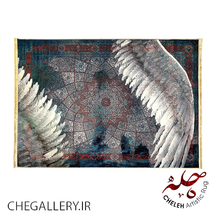 قالی آنتیک چله با طرح بالهای گستریده بر فرش