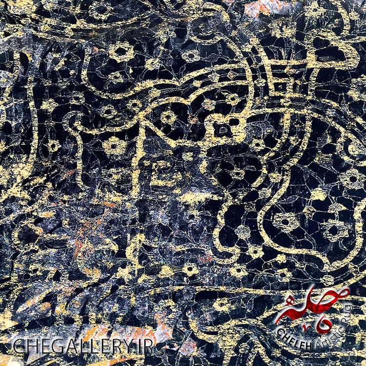 جزییات فرش چله با شعر بی تو مهتاب شبی از مشیری، روایتی از عشق و انتظار در شبی مهتابی از گالری چارگوش 220