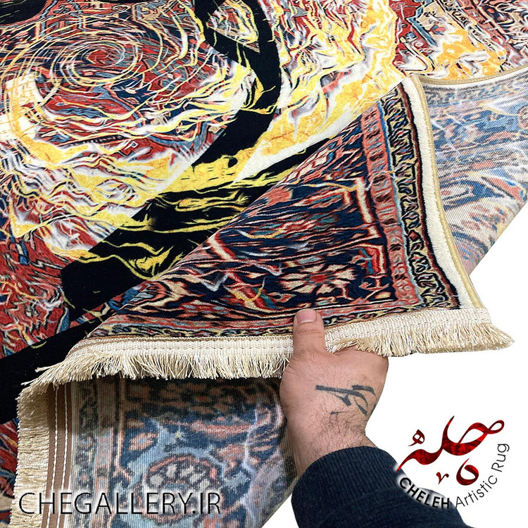 فرش هریس چله با طرح «گردبادی میان هیچ بر هیچ» و شعر خیام: سفری از هیچ به هیچ از گالری چارگوش 222 گوشه