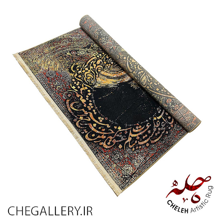 فرش آنتیک سلطان آباد چله با طرح شمس و قمر و شعری از مولانا، روایتی از عشق بدون مرز و کیهانی 233 رول