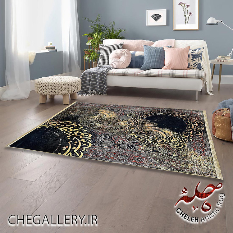 Antique Sultanabad Chele carpet with a sun and moon design and a poem by Rumi, a story of boundless and cosmic love 233 left decor