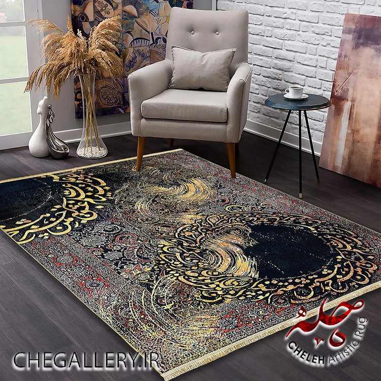 فرش آنتیک سلطان آباد چله با طرح شمس و قمر و شعری از مولانا، روایتی از عشق بدون مرز و کیهانی 233 دکور