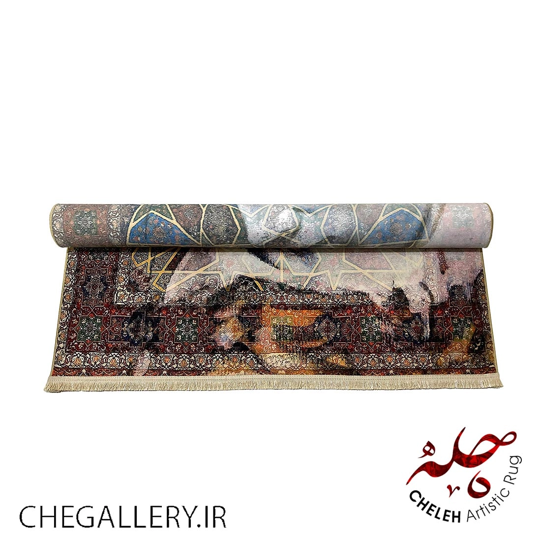 Antique Tabriz Chele Carpet with "Like Two People" Design and Rumi's Poem: A Story of Unity and Connection from Chargoosh Gallery 344 roll